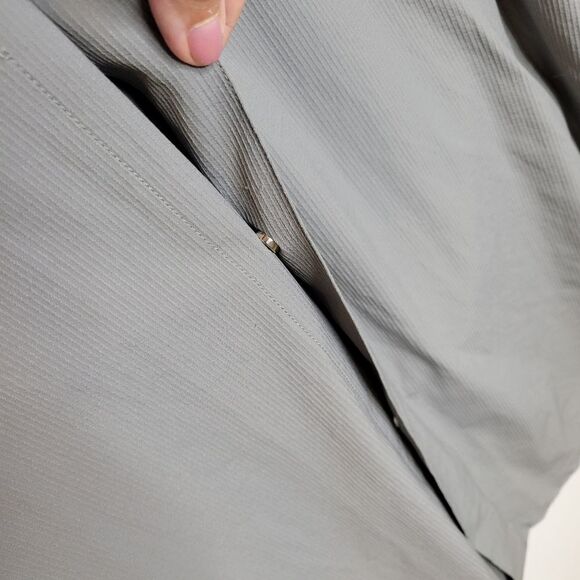 NEW 5XL SEERSUCKER DRY BREATHABLE LONG SLEEVE GRAY SNAP BUTTON DOWN SHIRT NWT - Picture 7 of 8